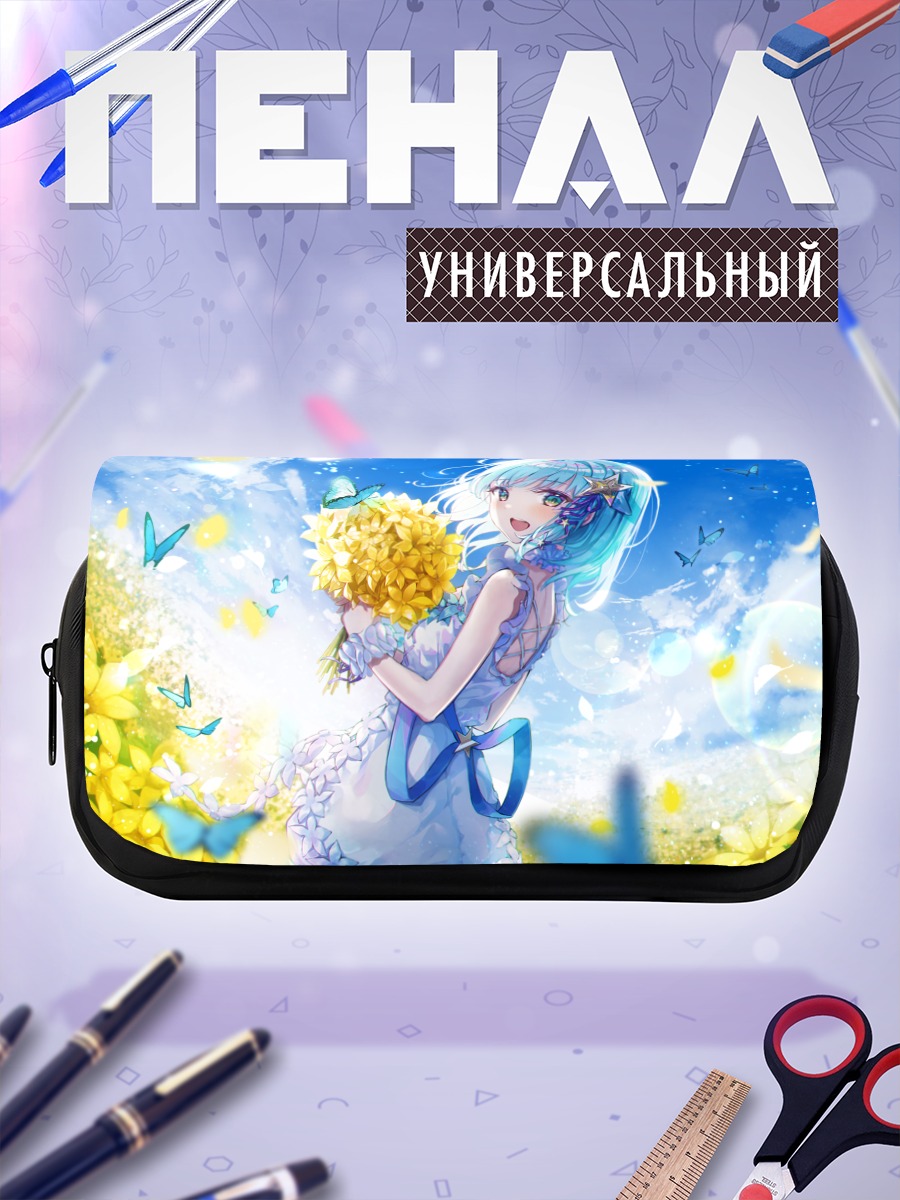 Пенал-косметичка Мику Хацунэ с цветами