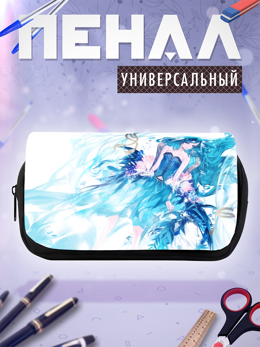 Пенал-косметичка Голубая нимба и цветы