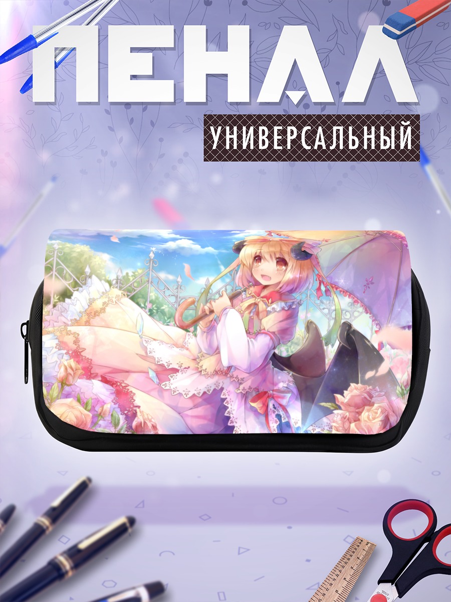 Пенал-косметичка Девушка с рожками в розах