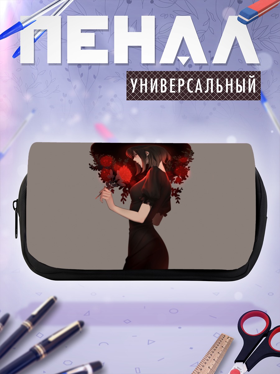 Пенал-косметичка Девушка с розами