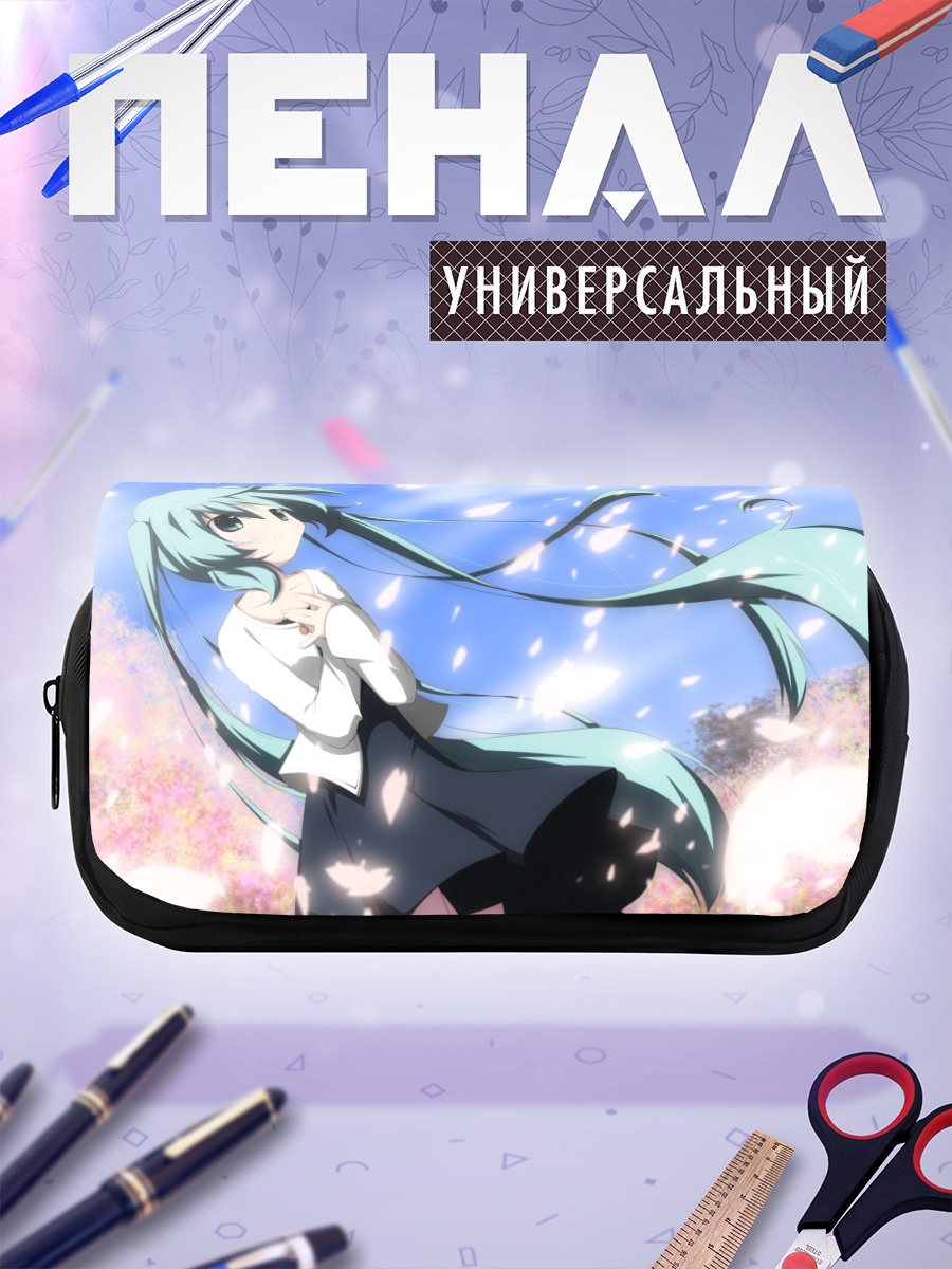 Пенал-косметичка Мику Хацунэ в цветах