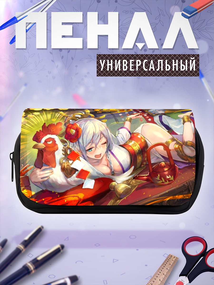 Пенал-косметичка Девушка с петухом