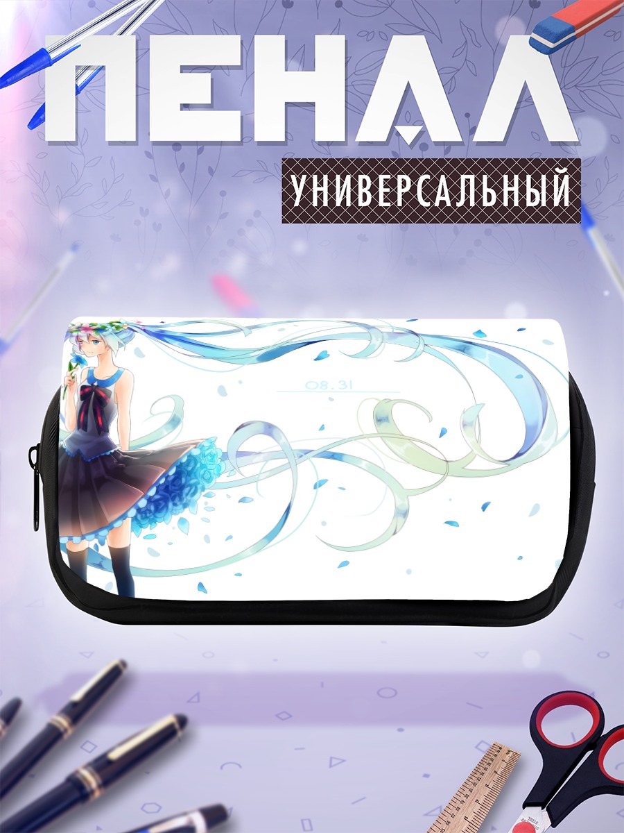Пенал-косметичка Мику Хацунэ с цветами
