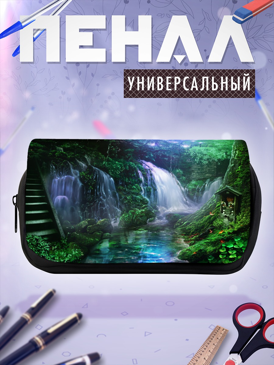 Пенал-косметичка Лесной водопад у храма