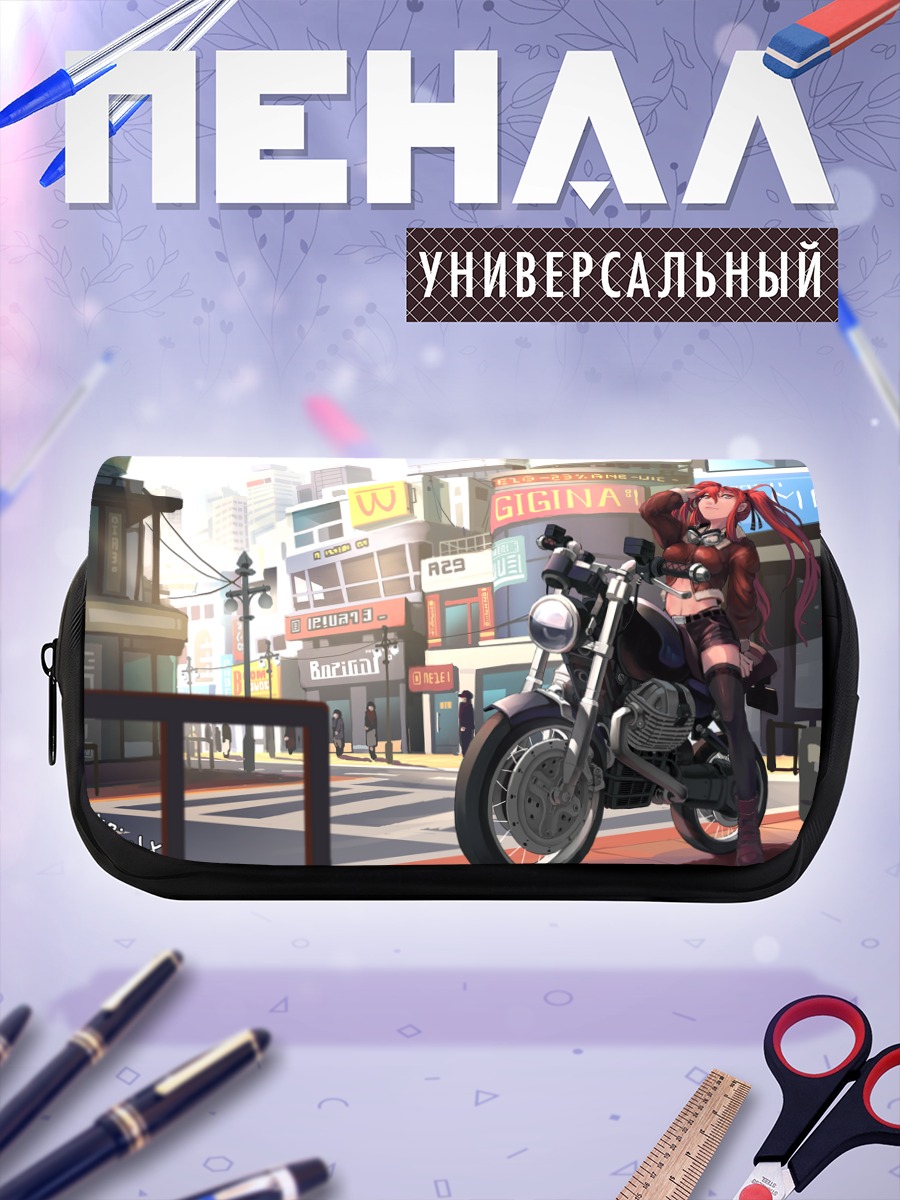 Пенал-косметичка Мику Хацунэ на мотоцикле