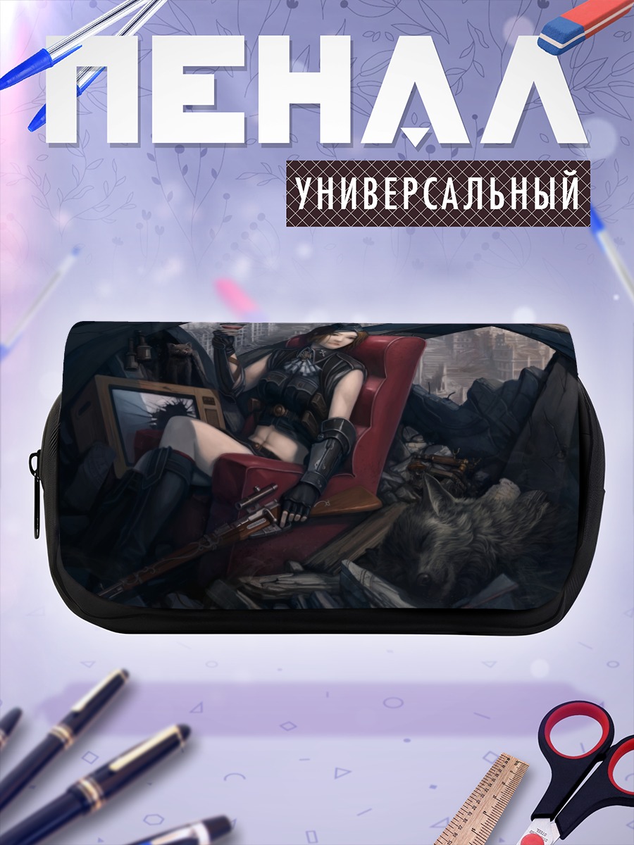 Пенал-косметичка Девушка с саке в руинах