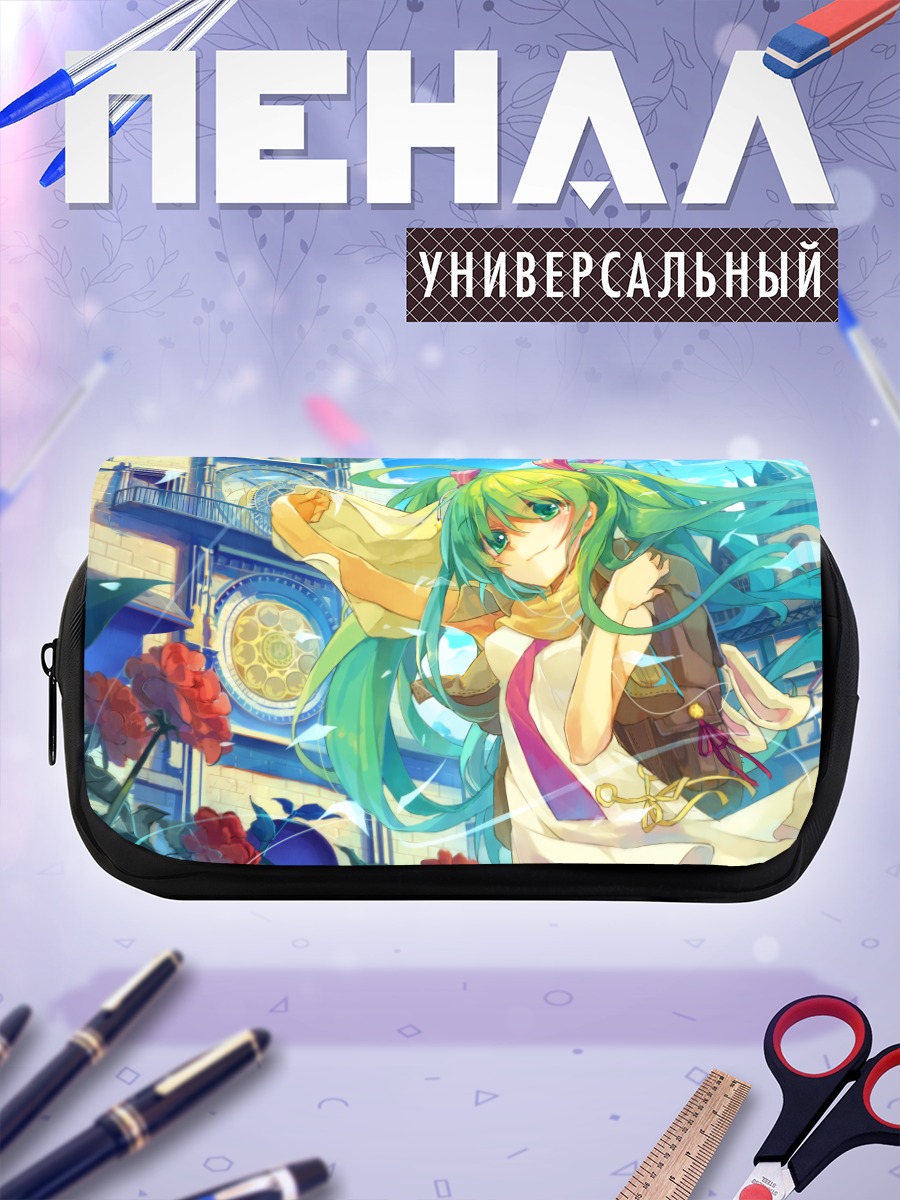 Пенал-косметичка Мику Хацунэ в цветах