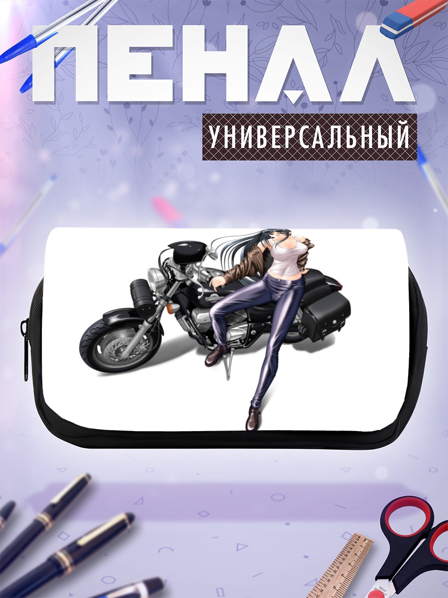 Пенал-косметичка Девушка на мотоцикле