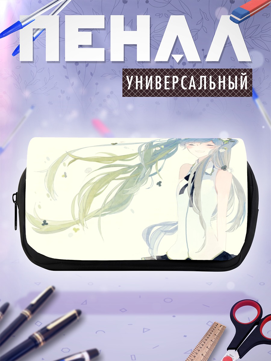 Пенал-косметичка Мику Хацунэ с цветами