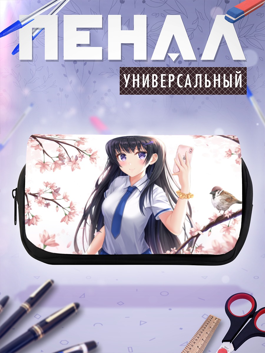 Пенал-косметичка Девушка с камерой в сакуре