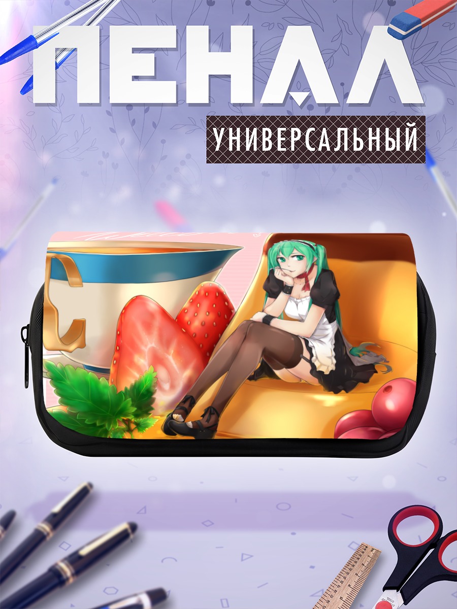 Пенал-косметичка Мику Хацунэ с клубникой