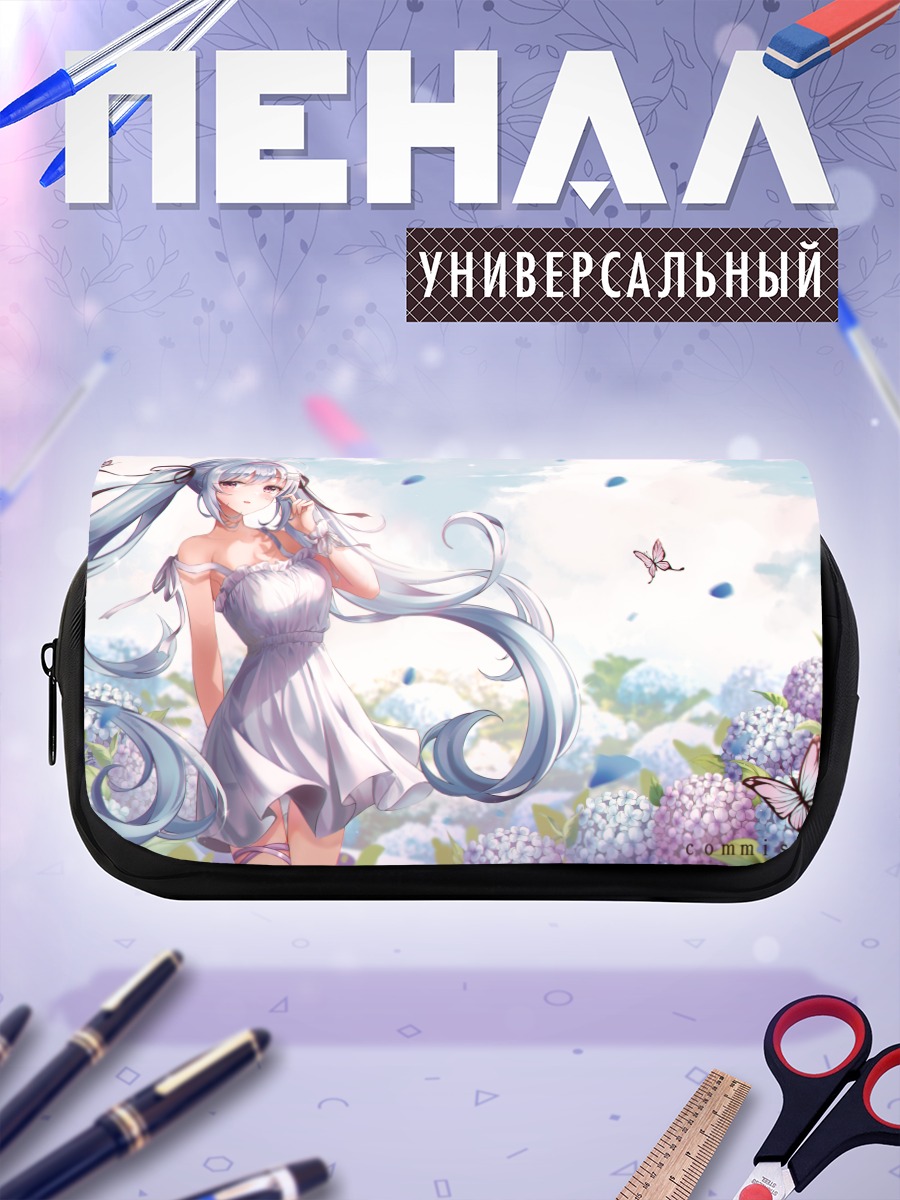 Пенал-косметичка Мику Хацунэ в цветах
