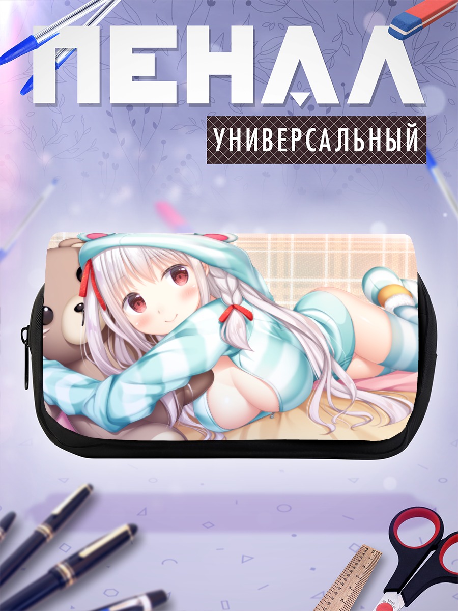 Пенал-косметичка Девушка с мишкой