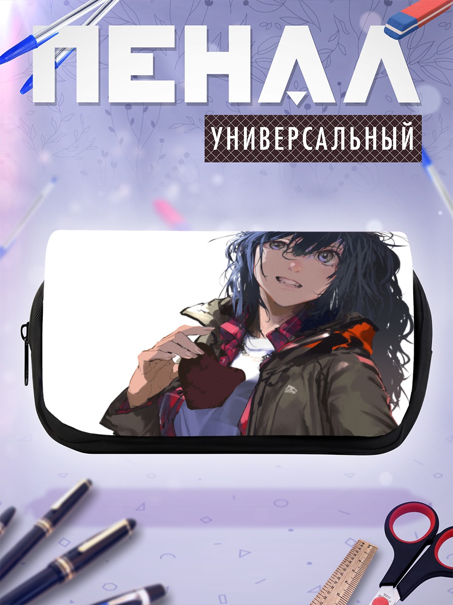 Пенал-косметичка Девушка с синими волосами