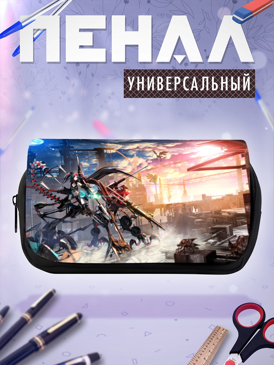 Пенал-косметичка Меха-девушка в городе