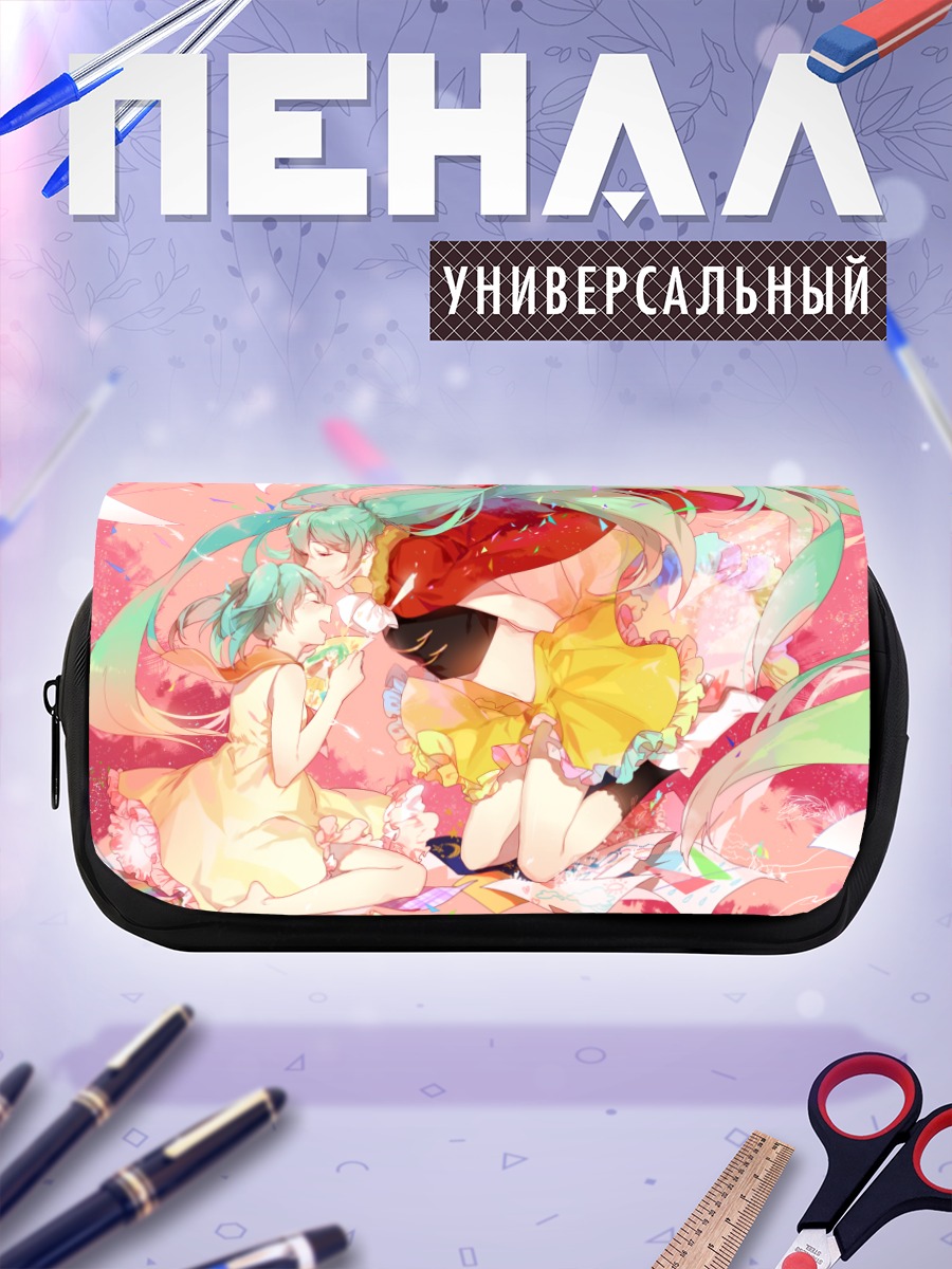 Пенал-косметичка Мику Хацунэ в цветах