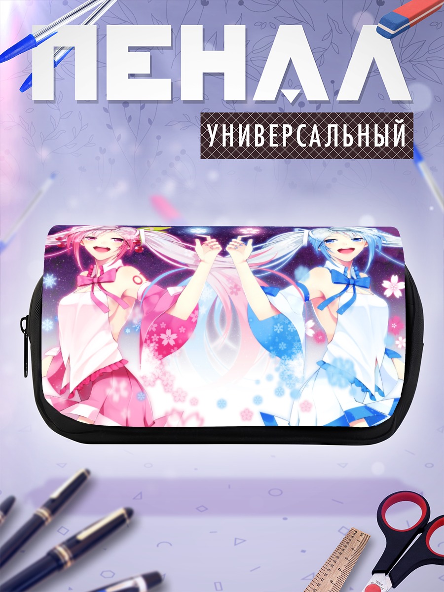 Пенал-косметичка Мику Хацунэ в цветах