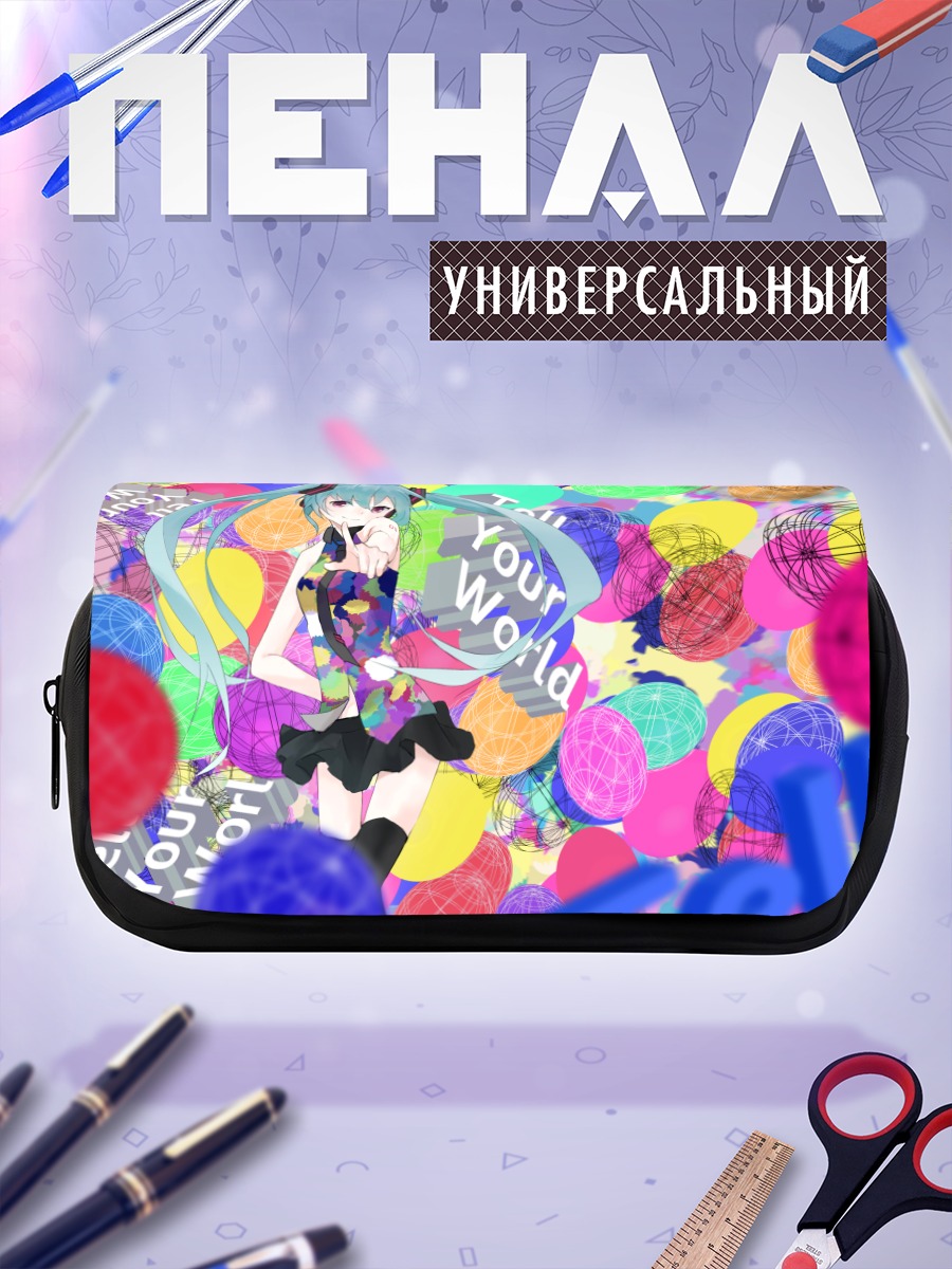Пенал-косметичка Мику Хацунэ в цветах