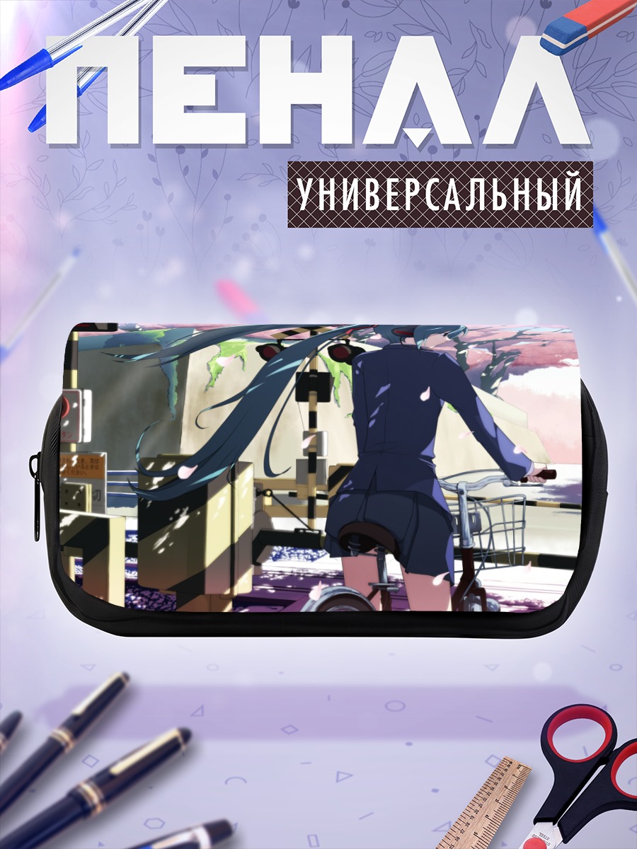 Пенал-косметичка Мику Хацунэ на велосипеде