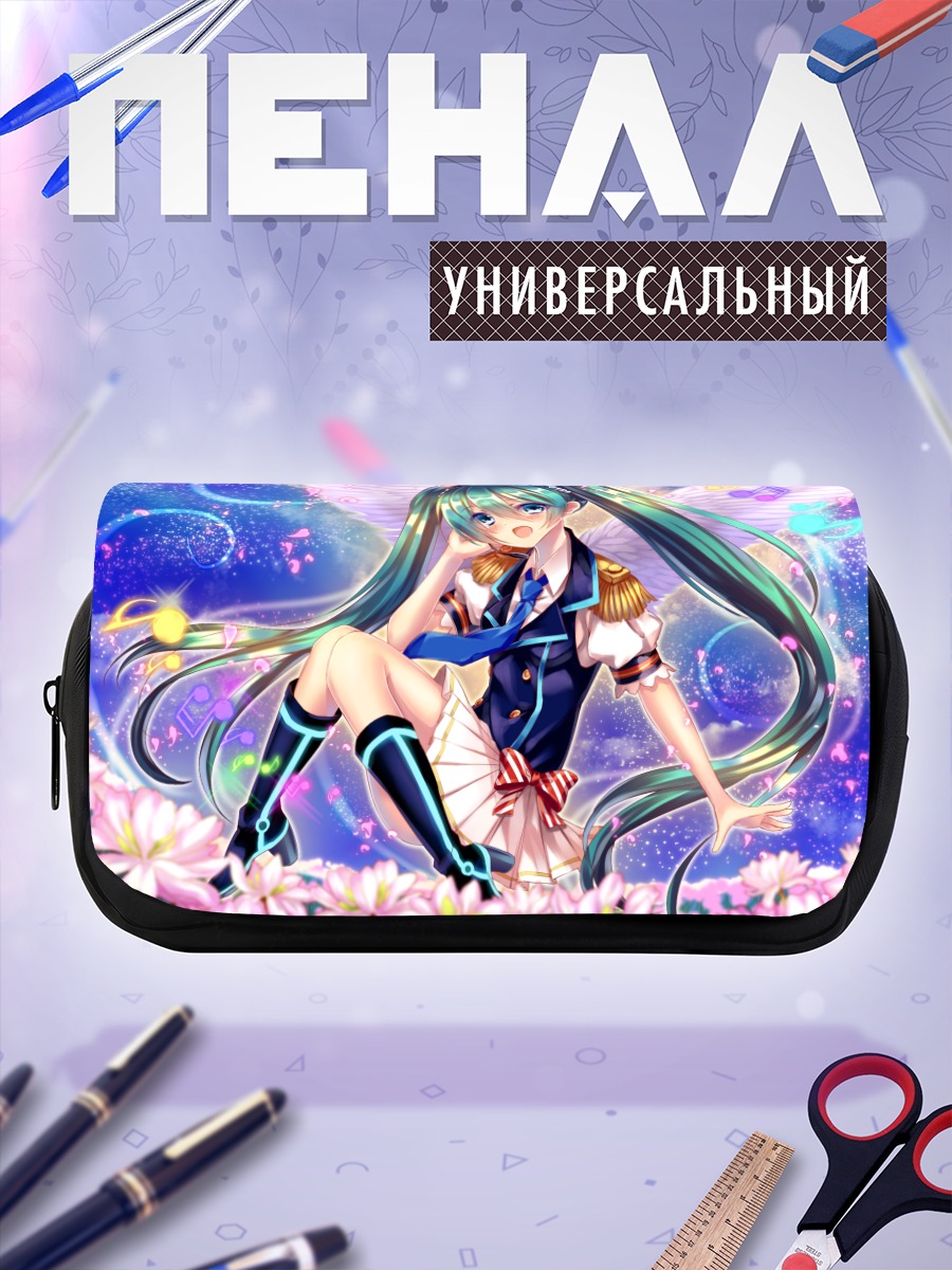 Пенал-косметичка Мику Хацунэ в цветах