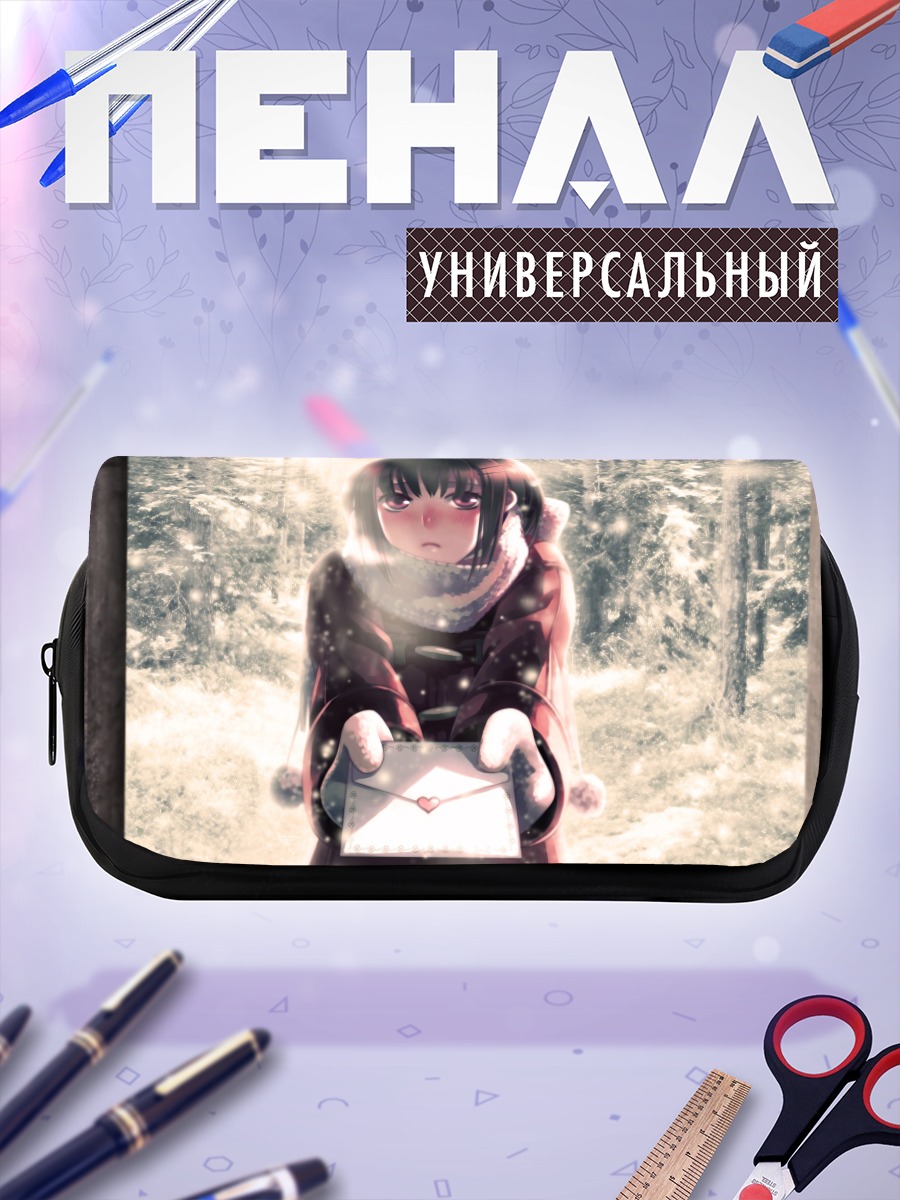 Пенал-косметичка Девушка в снежном лесу