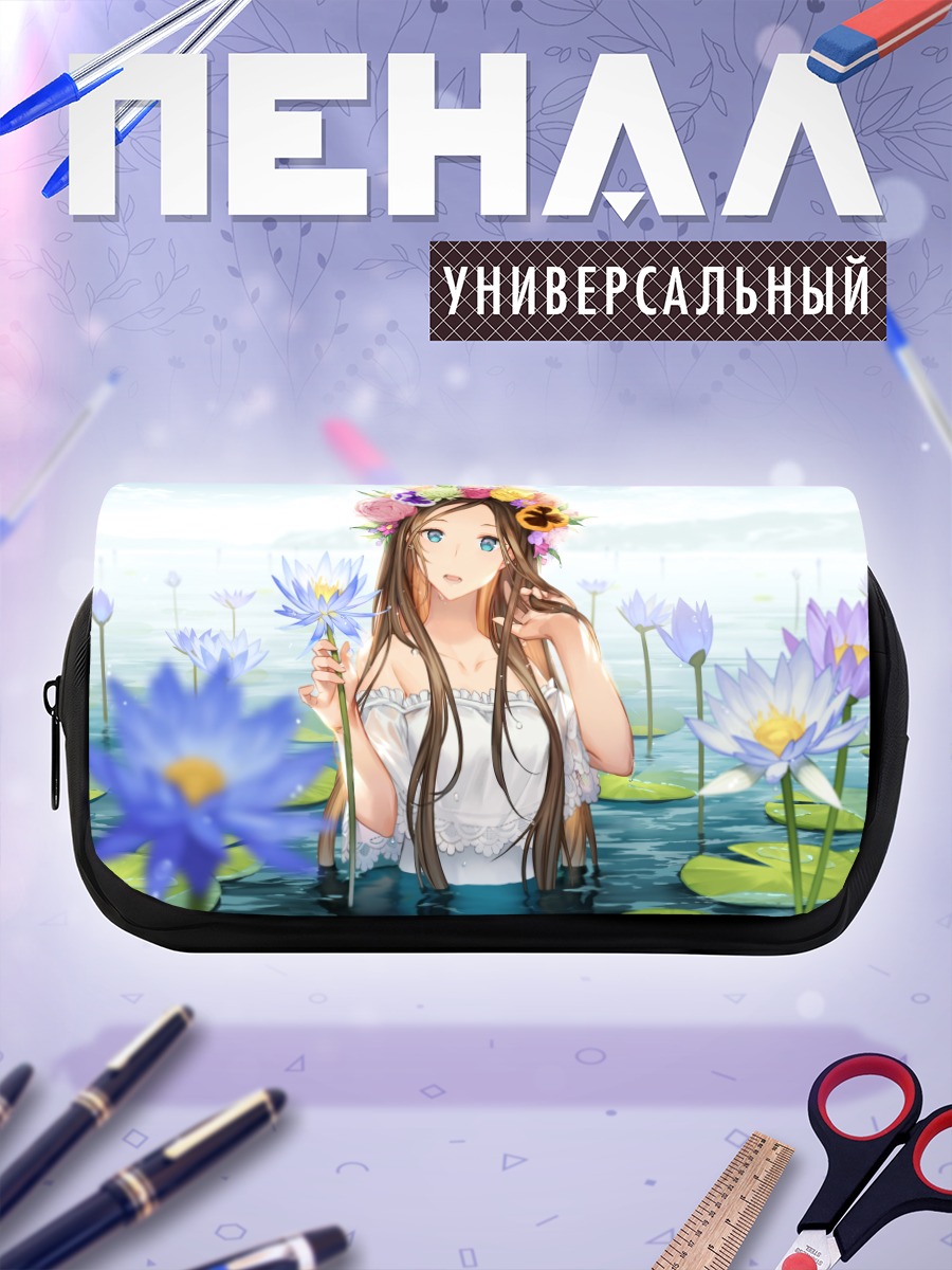 Пенал-косметичка Девушка в лотосах