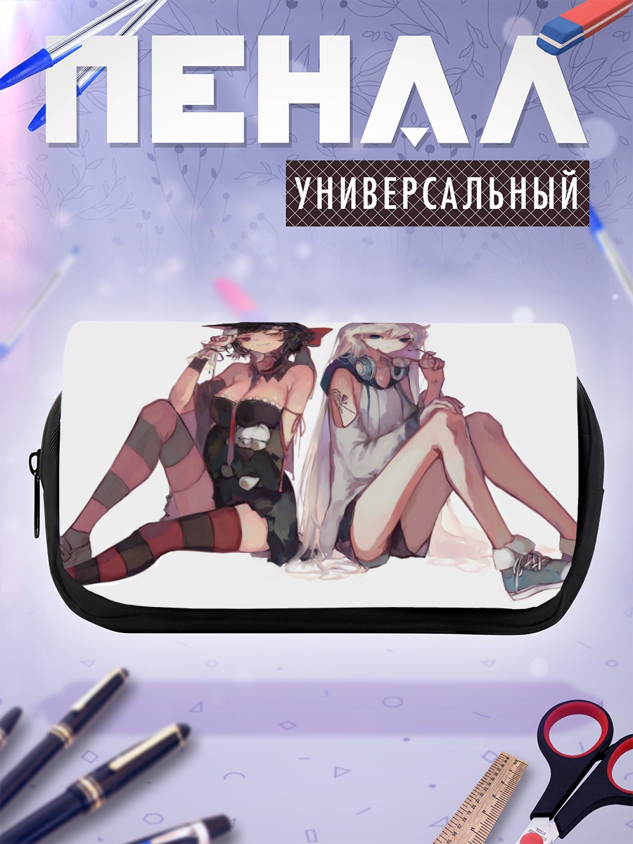 Пенал-косметичка Две кошкодевочки в наушниках