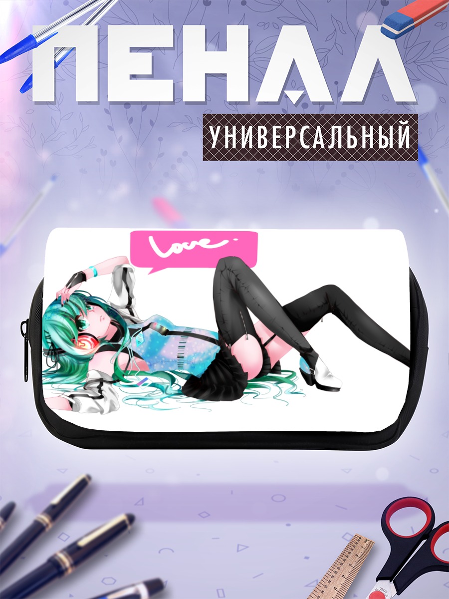 Пенал-косметичка Мику Хацунэ в наушниках