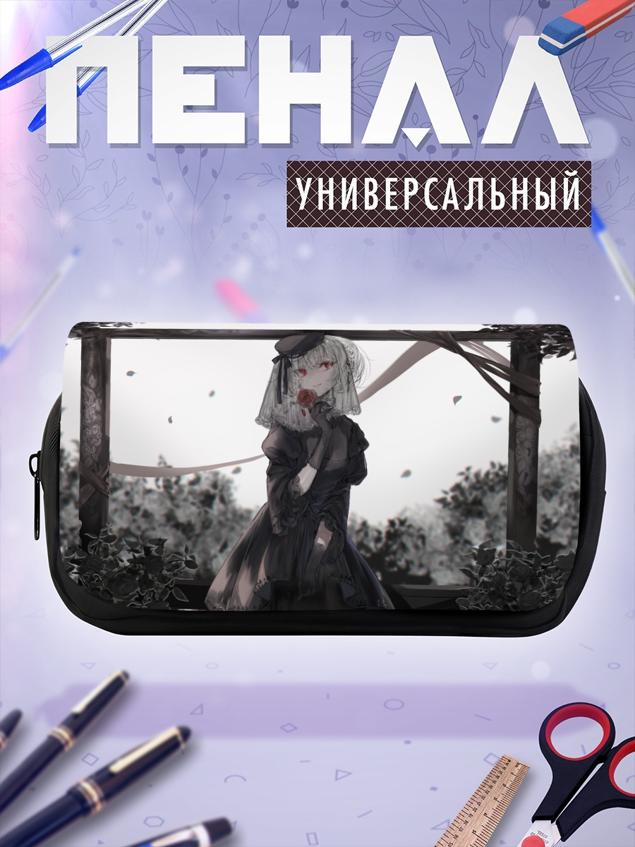 Пенал-косметичка Готическая девушка в цветах
