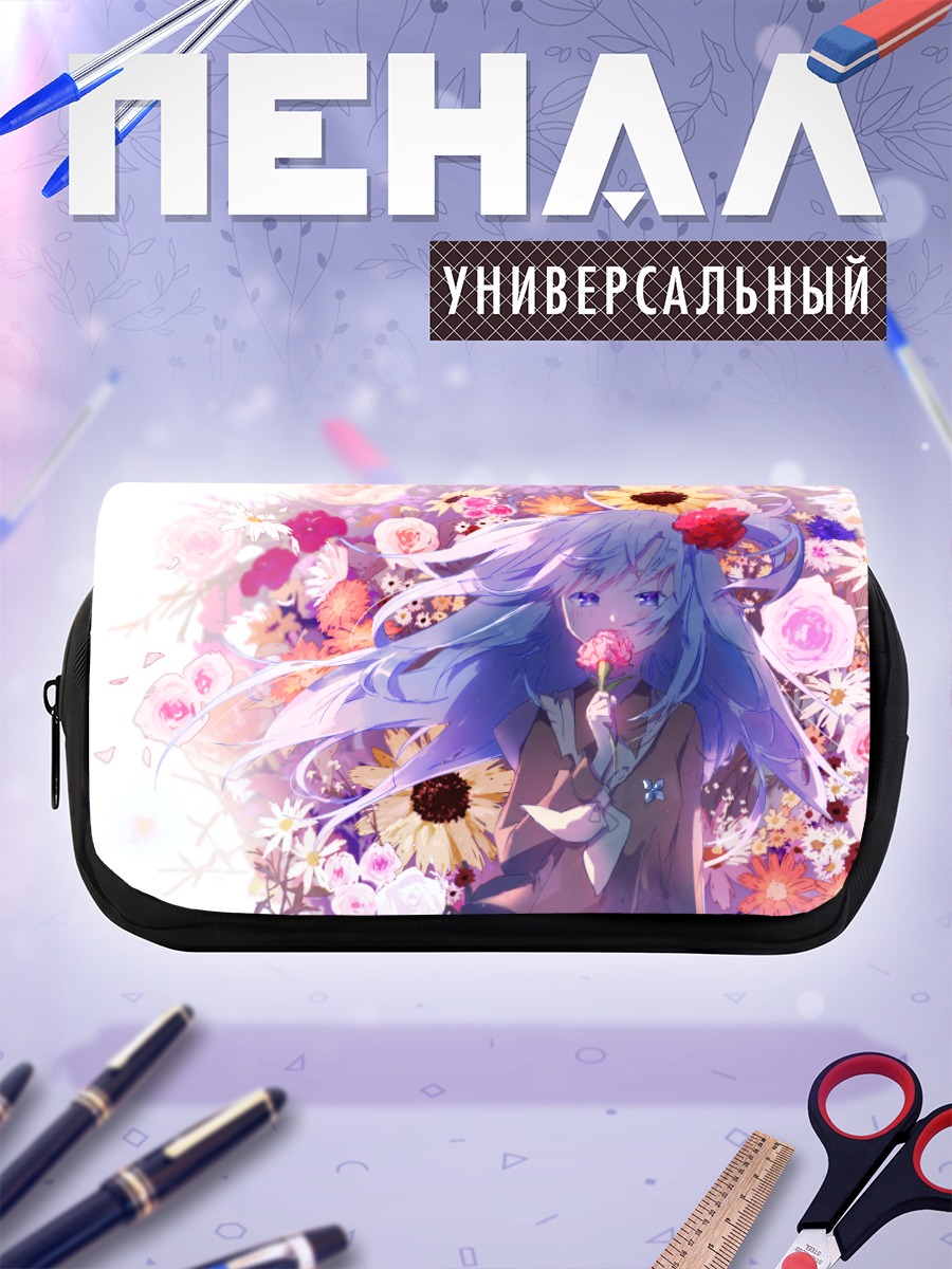 Пенал-косметичка Мику Хацунэ в цветах