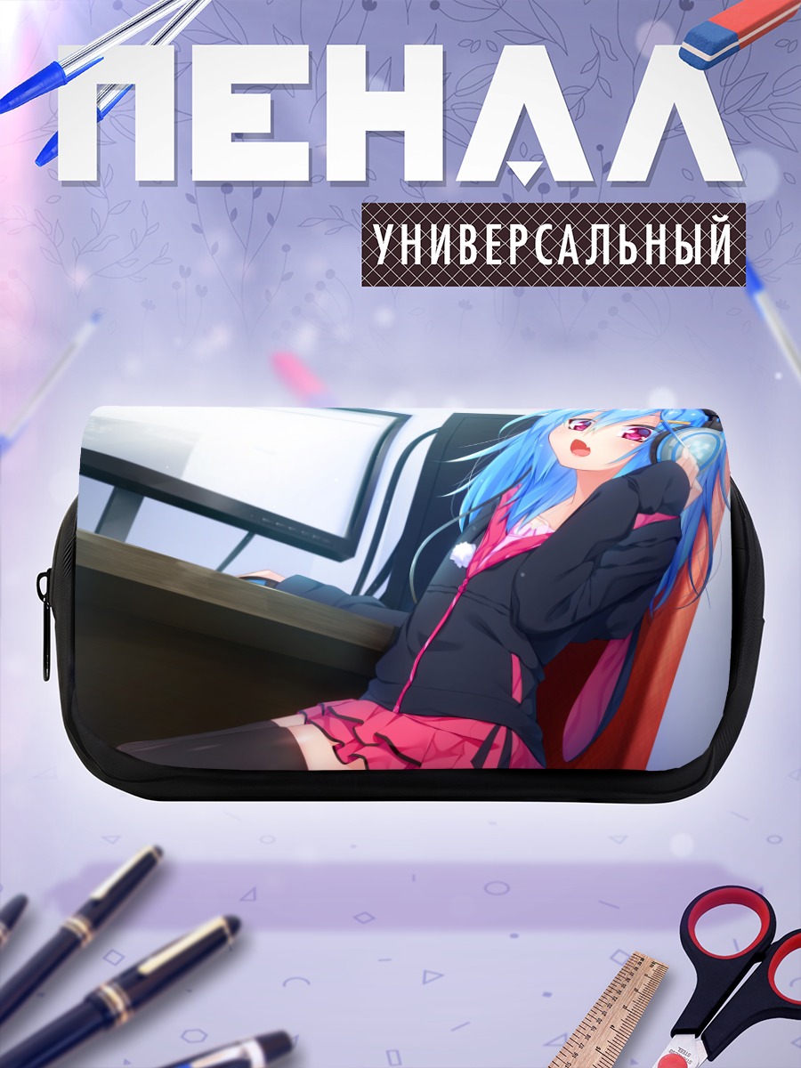 Пенал-косметичка Мику Хацунэ в наушниках