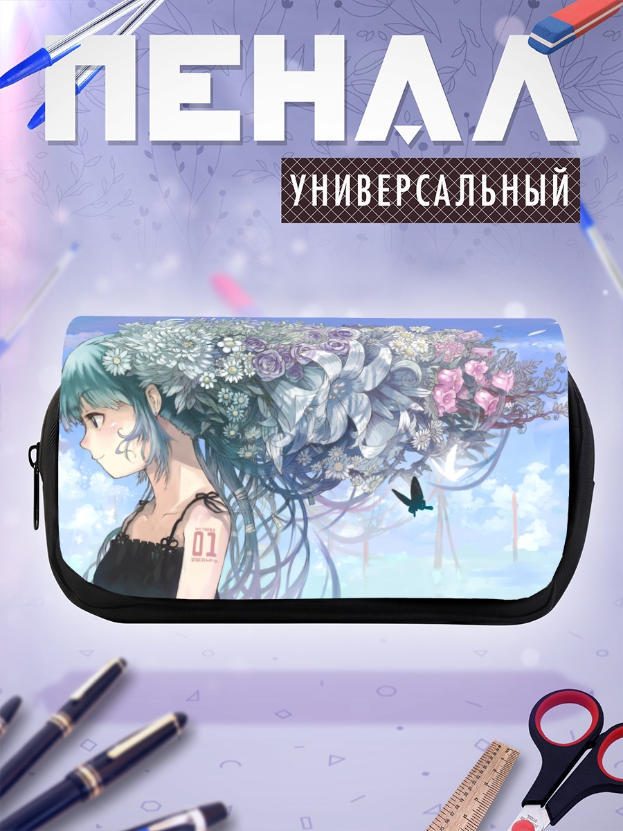 Пенал-косметичка Мику Хацунэ в цветах