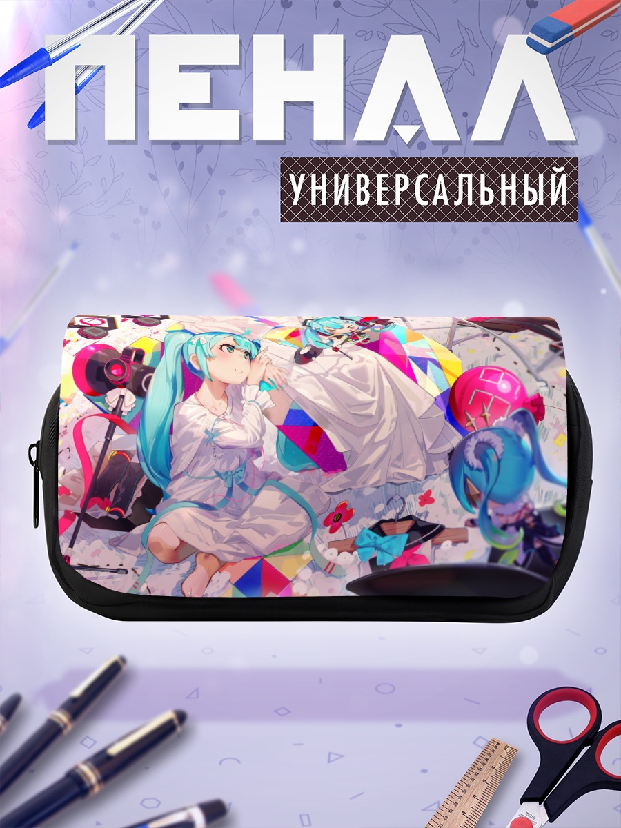 Пенал-косметичка Мику Хацунэ в цветах