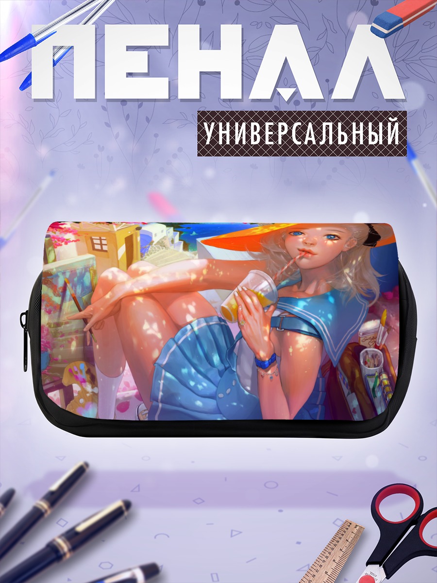 Пенал-косметичка Школьница на лодке