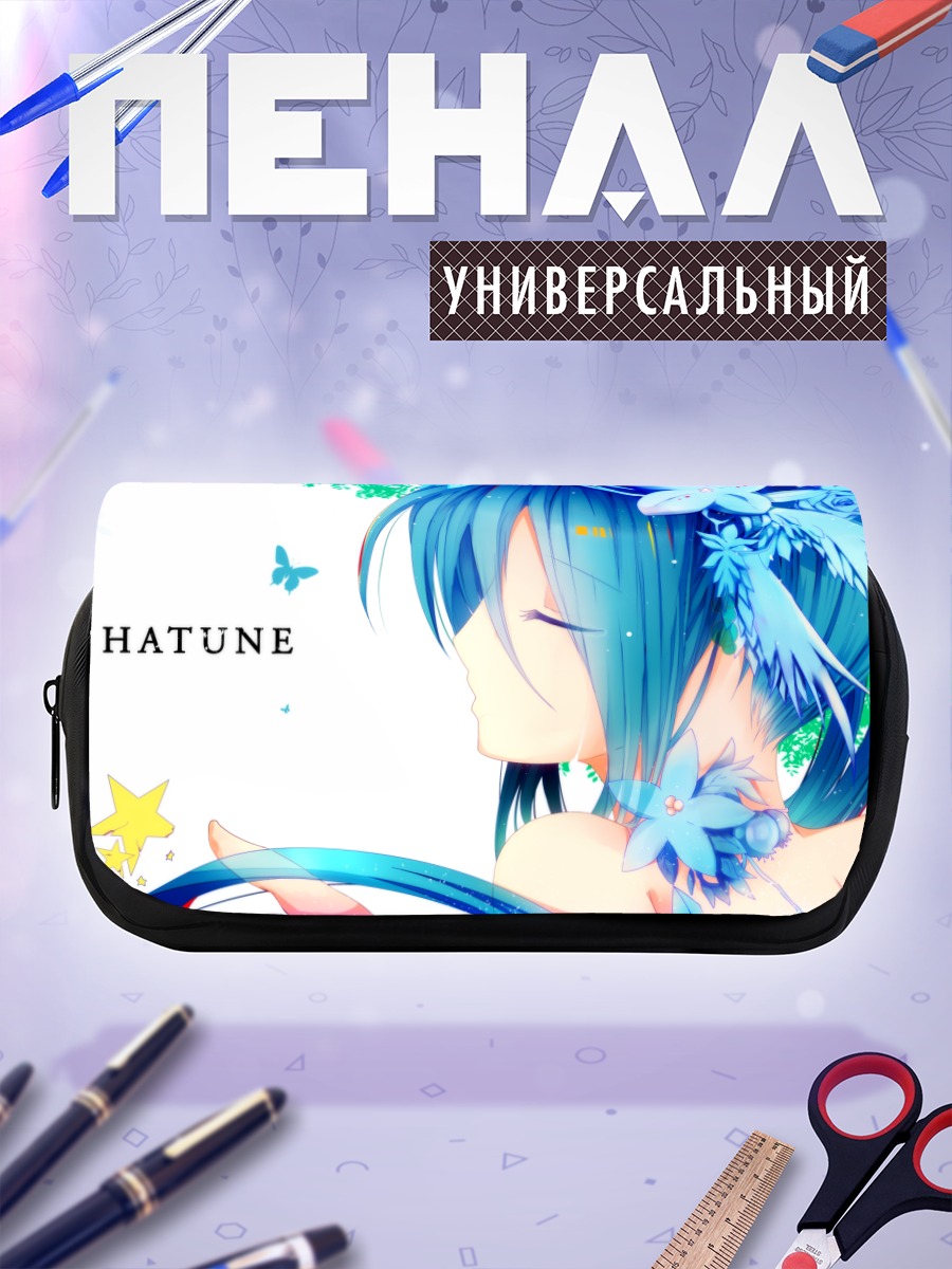 Пенал-косметичка Мику Хацунэ с цветами
