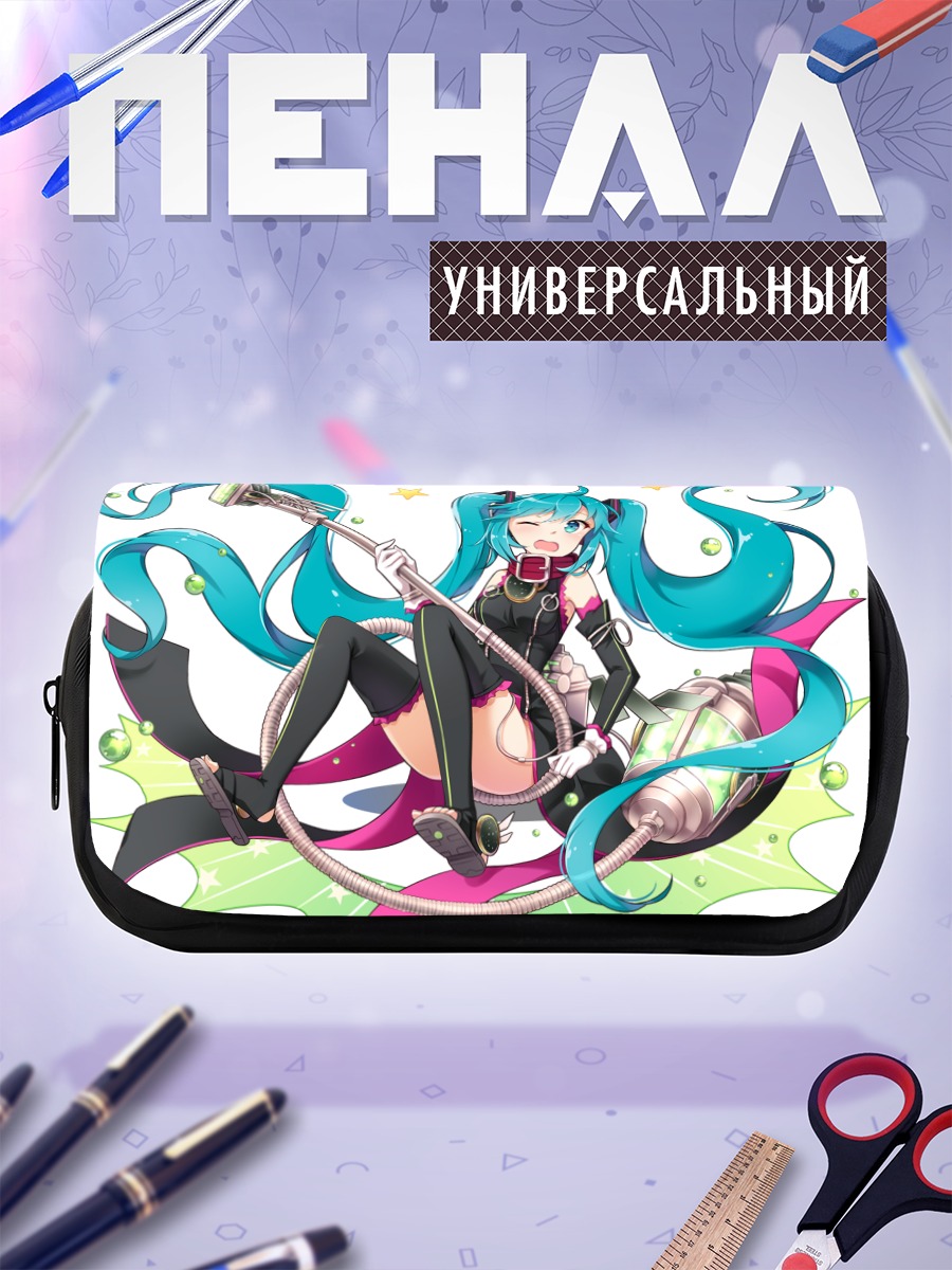 Пенал-косметичка Мику Хацунэ в наушниках