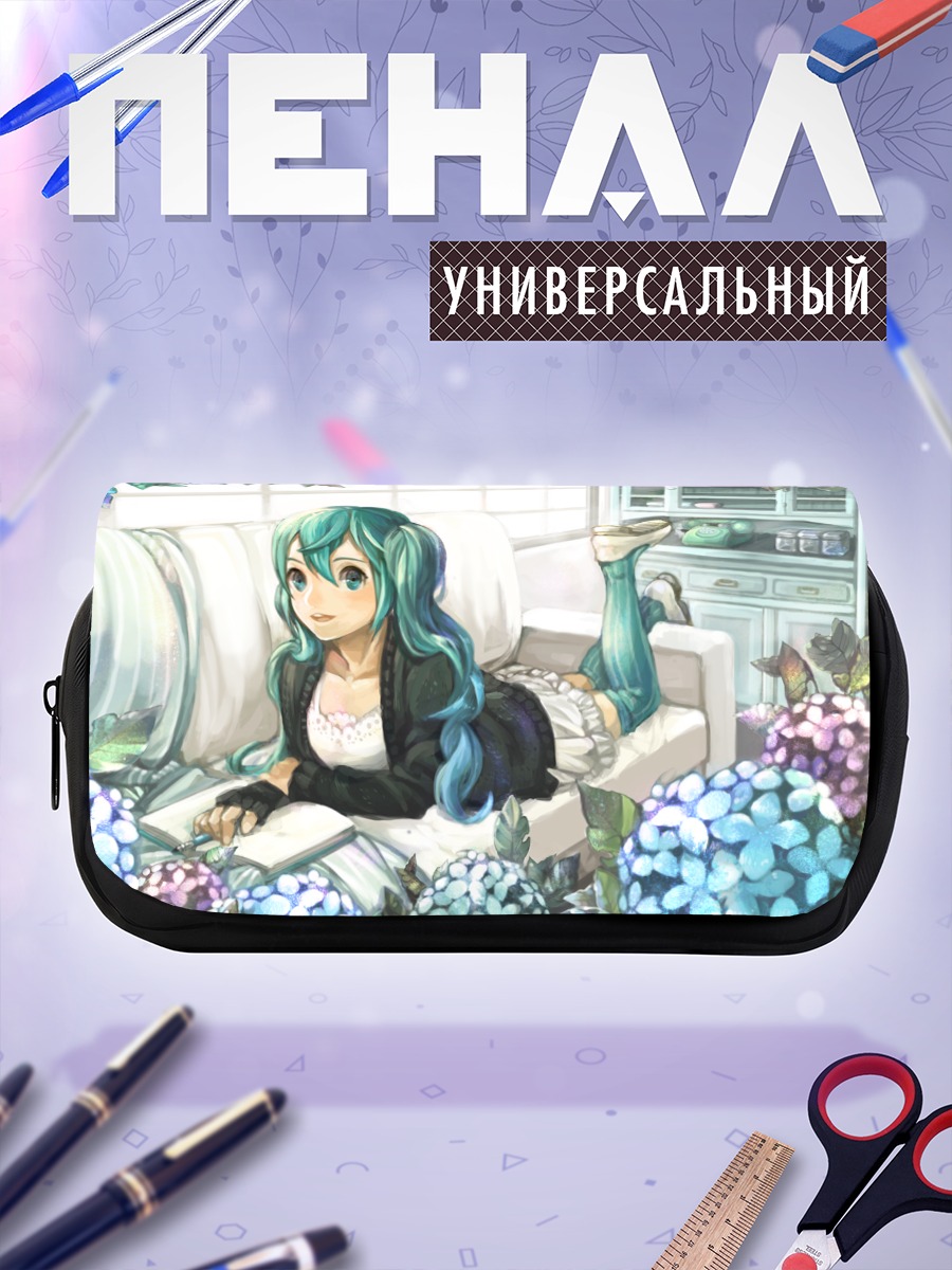 Пенал-косметичка Мику Хацунэ в цветах