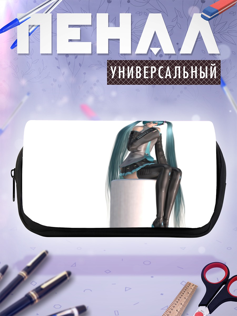 Пенал-косметичка Мику Хацунэ в наушниках