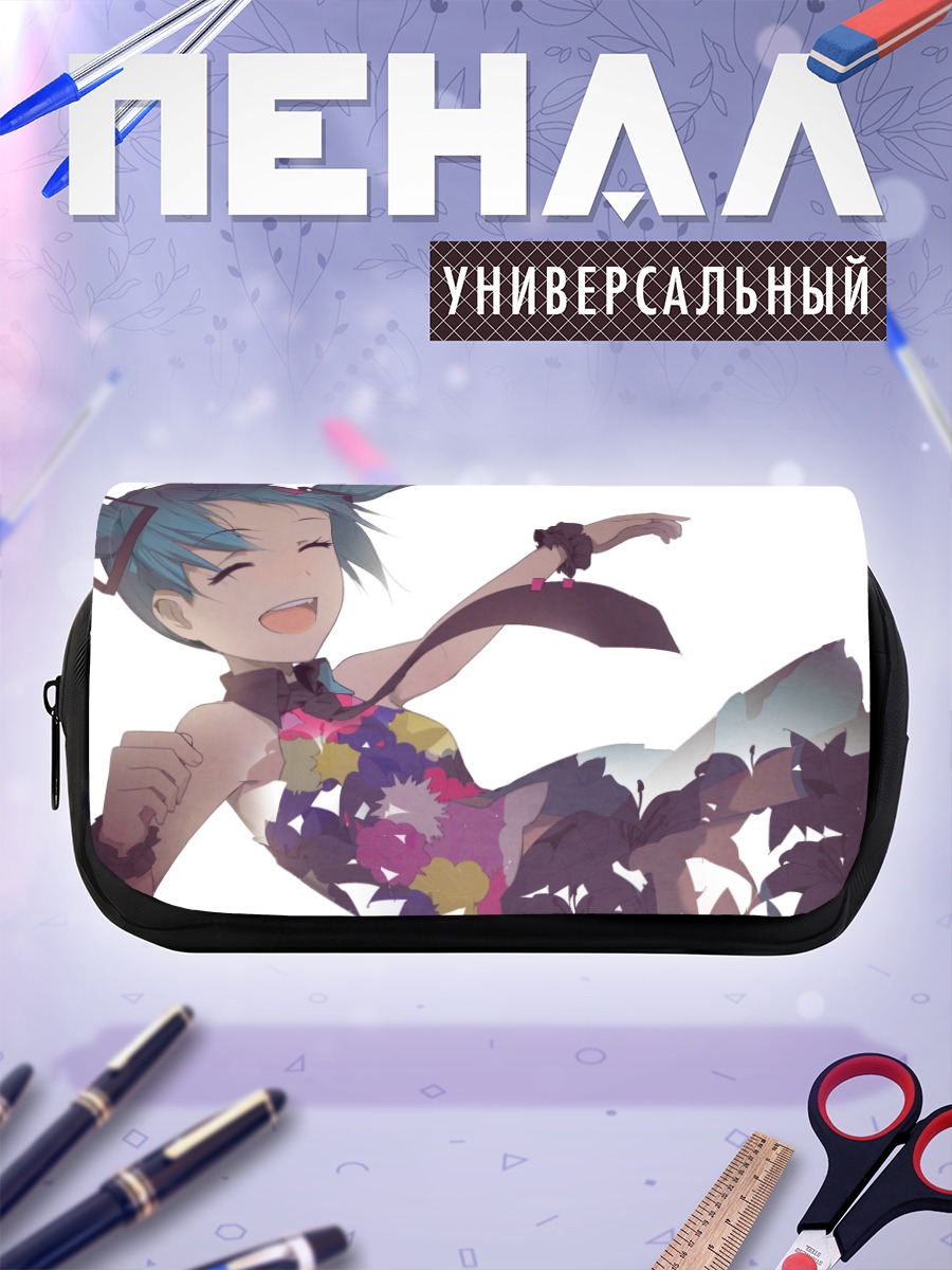 Пенал-косметичка Мику Хацунэ в цветах