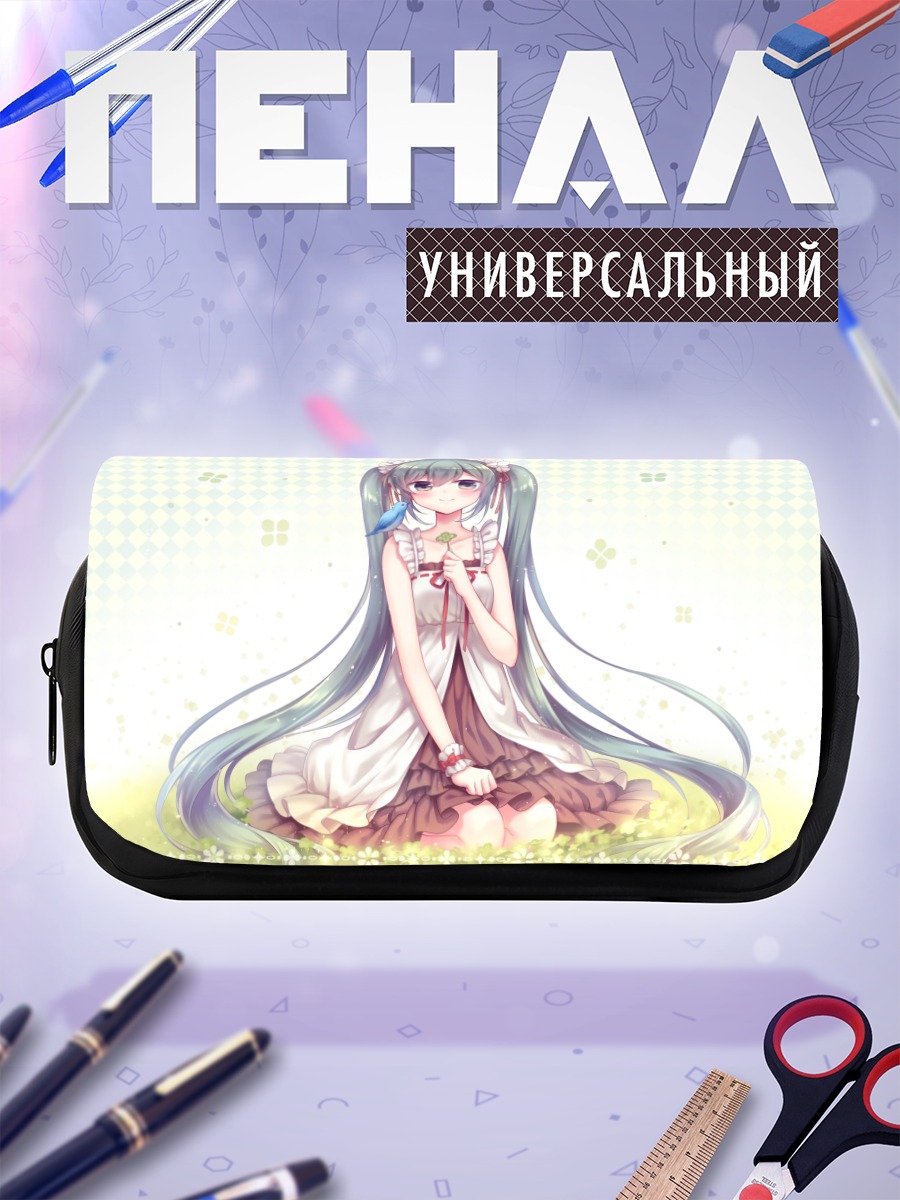 Пенал-косметичка Мику Хацунэ с птичкой