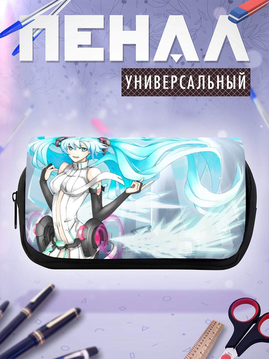 Пенал-косметичка Мику Хацунэ в наушниках