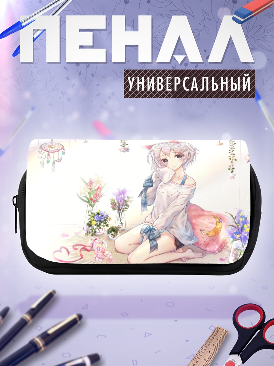 Пенал-косметичка Кошкодевочка с цветами