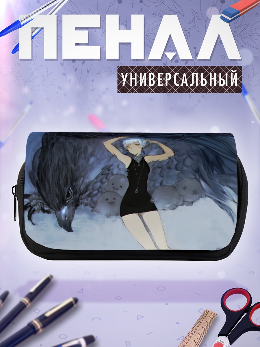 Пенал-косметичка Девушка с воронами