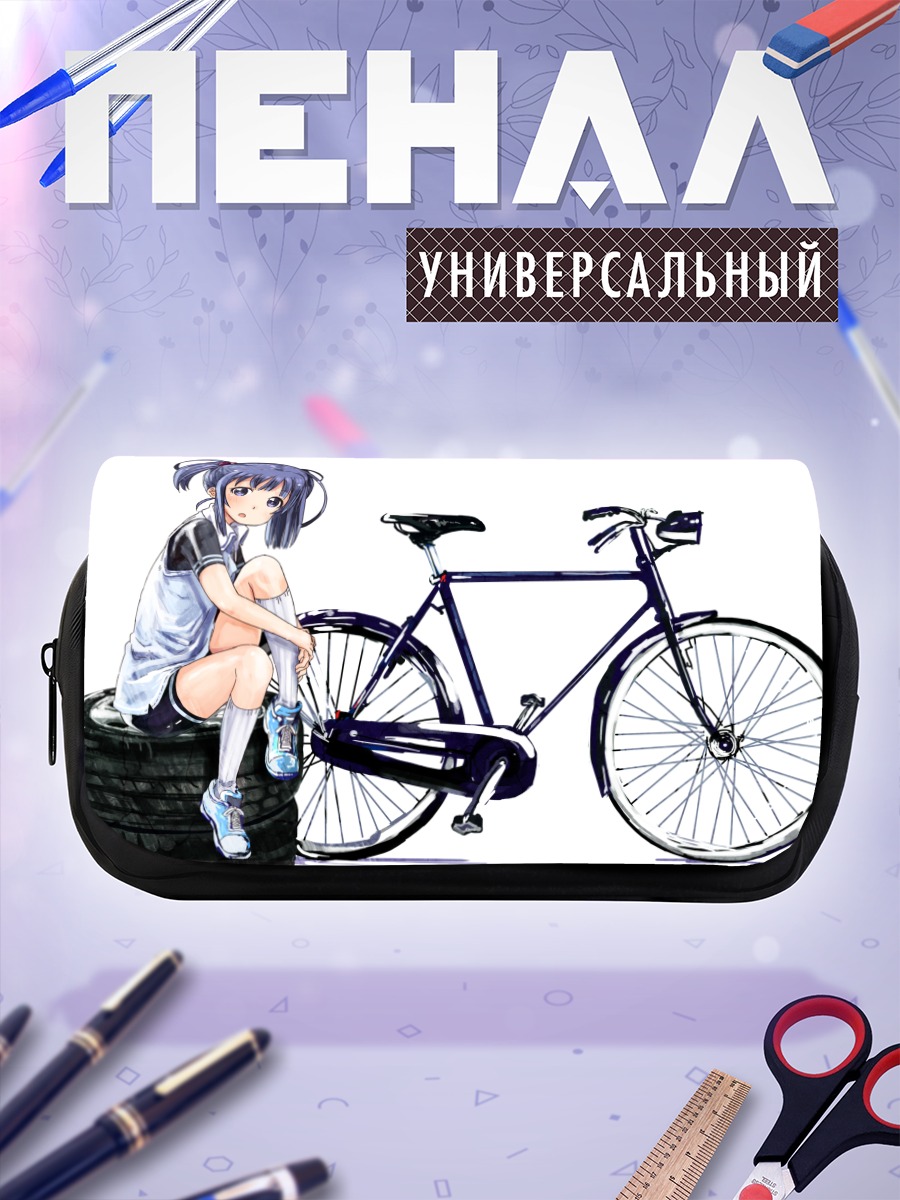 Пенал-косметичка Девушка с велосипедом