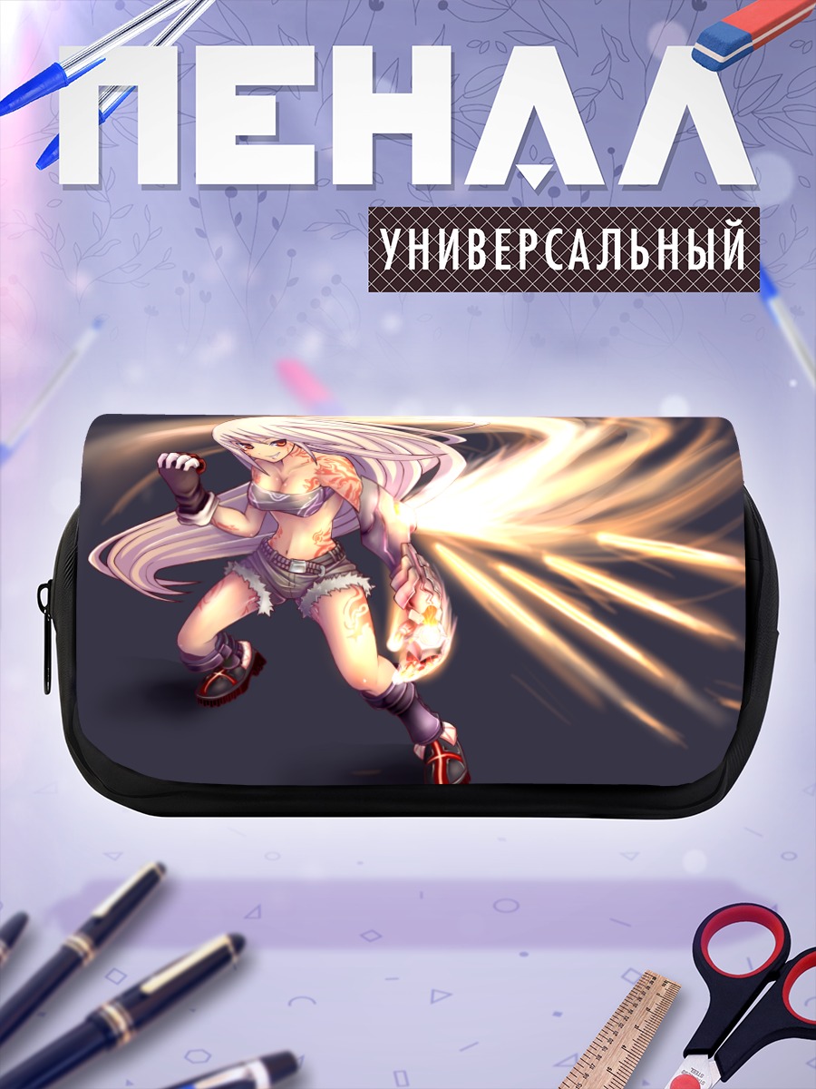 Пенал-косметичка Беловолосая техдевушка с энергией