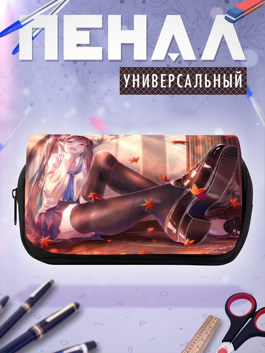 Пенал-косметичка Осенняя школьница в листьях