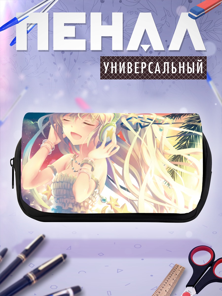 Пенал-косметичка Мику Хацунэ в наушниках