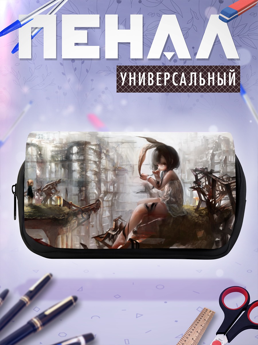 Пенал-косметичка Девушка с ушками в руинах