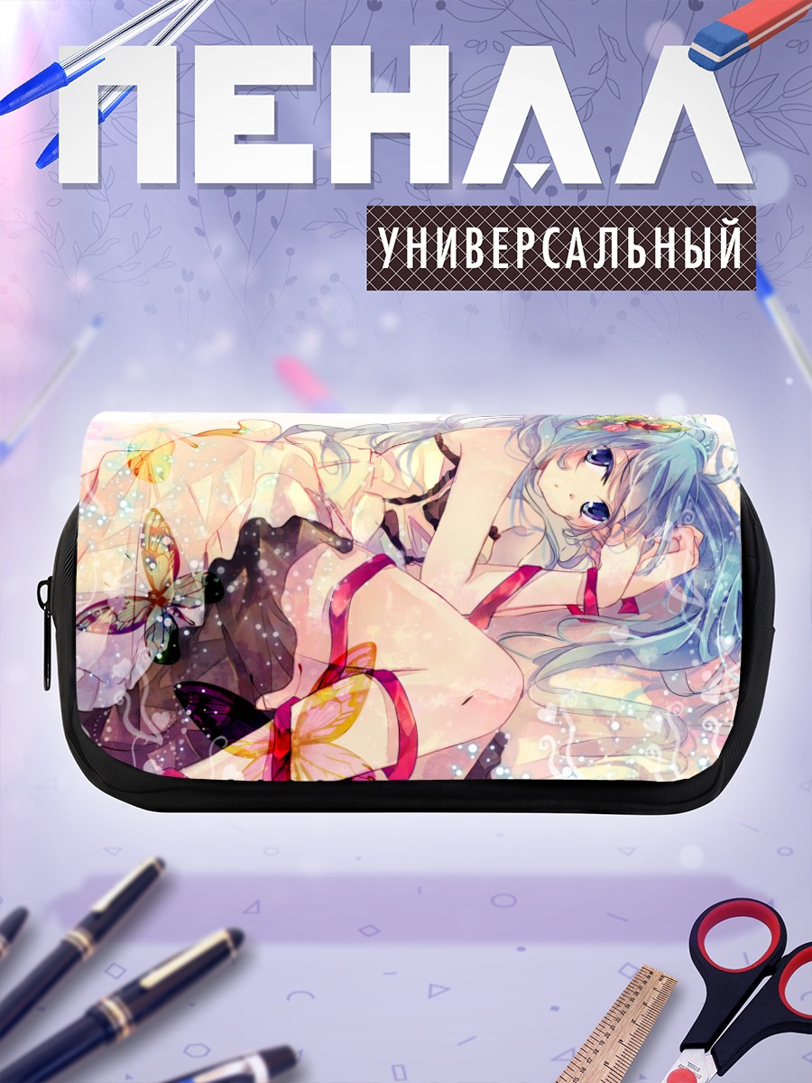 Пенал-косметичка Мику Хацунэ в цветах