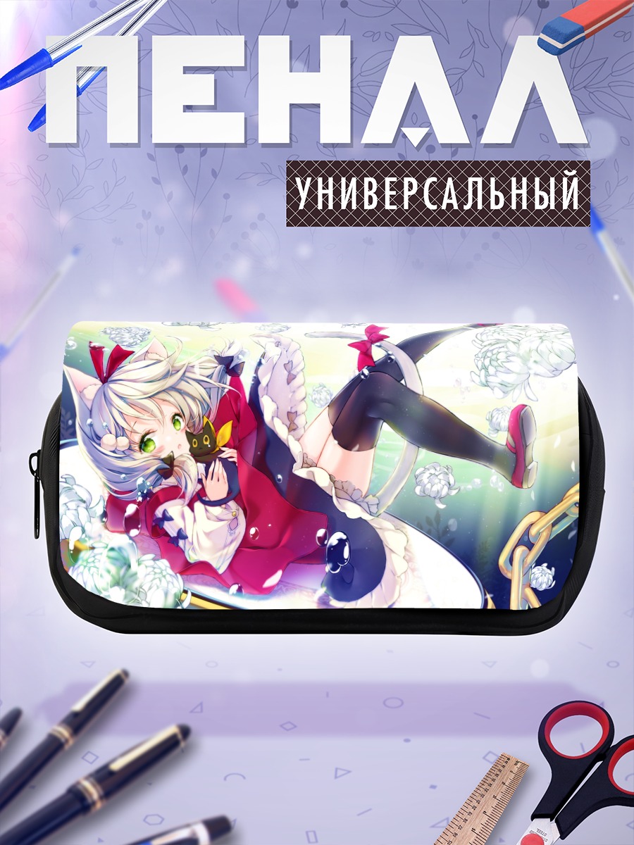 Пенал-косметичка Девушка-кошка в цветах